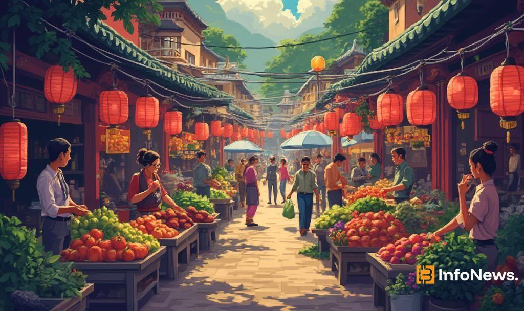 bustling asian market pixel art
