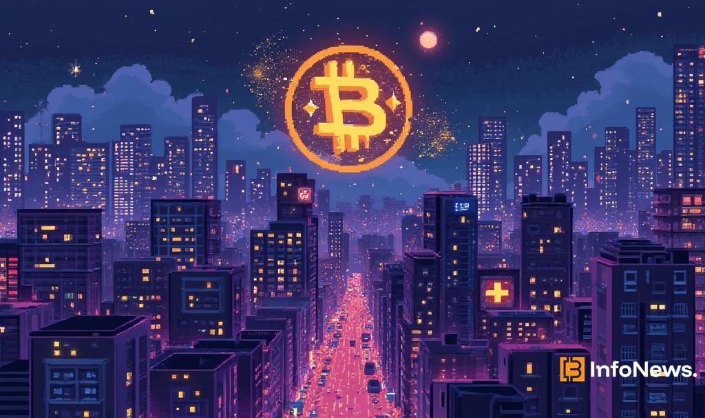 bustling city skyline night pixel art