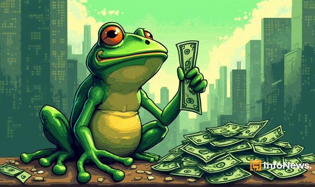 cartoon frog counting money wall street