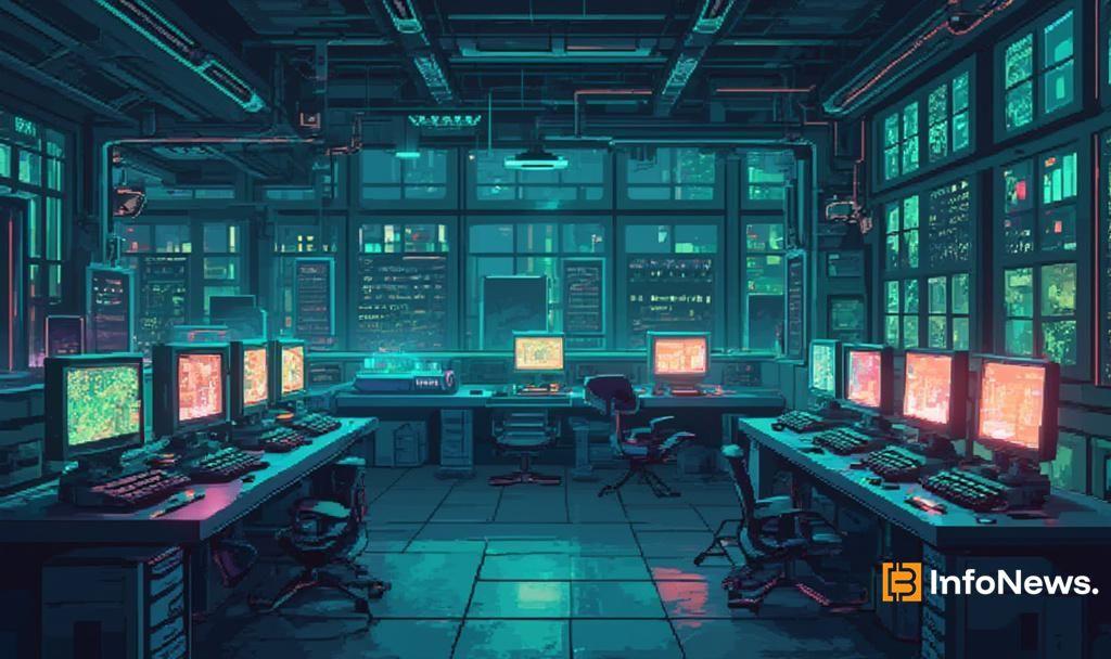 futuristic pixel art blockchain lab