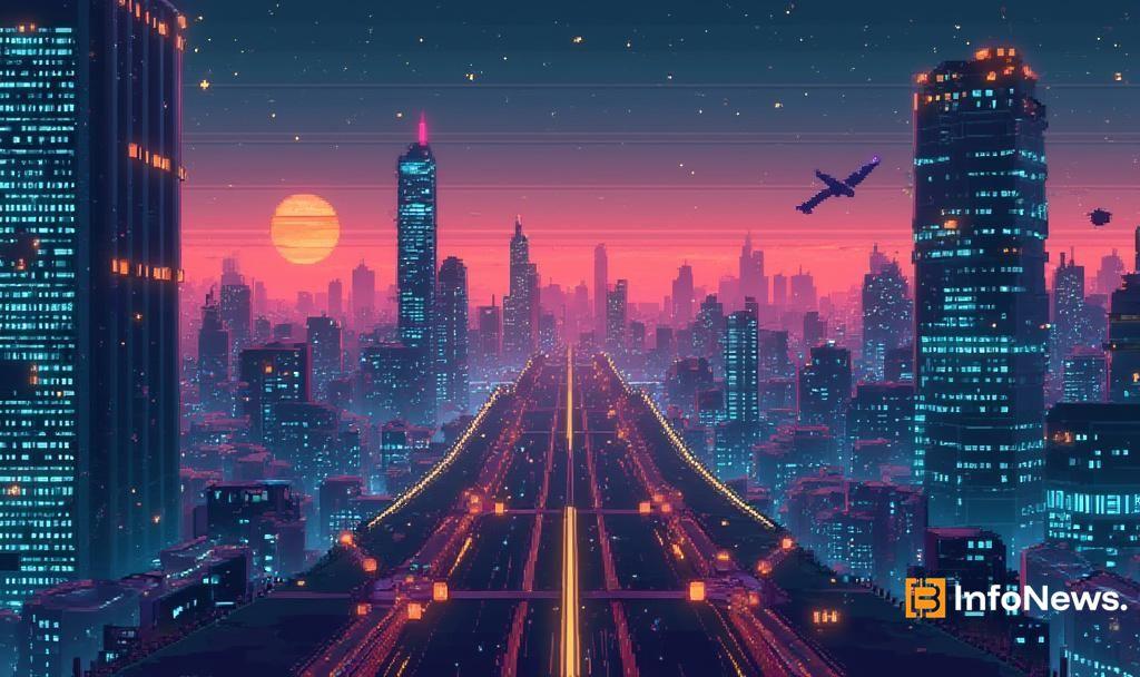 futuristic pixel art cityscape