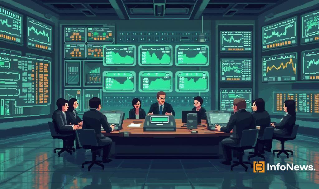 futuristic trading room pixel art