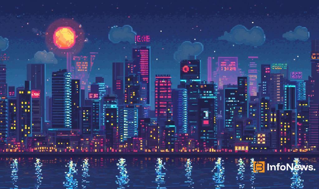 futuristic xrp pixel art skyline