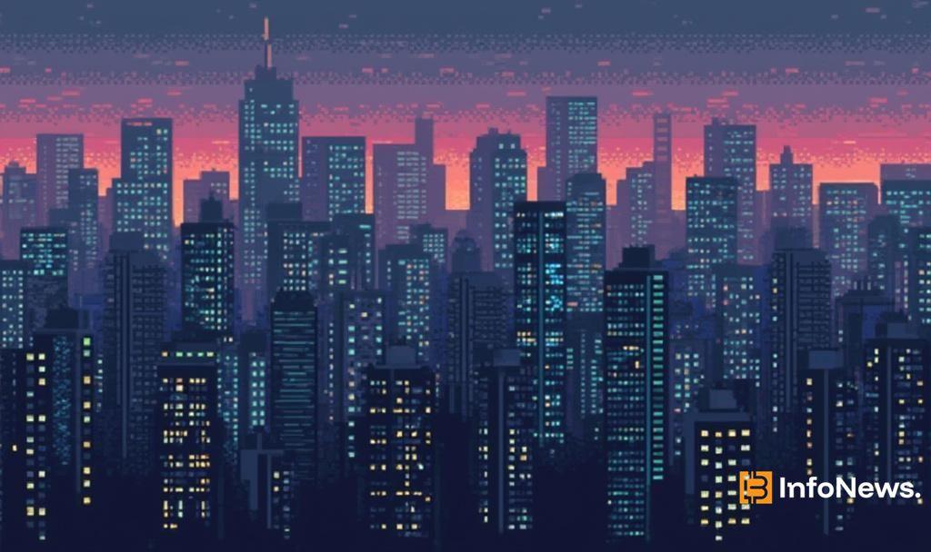 pixel art 8bit city dusk