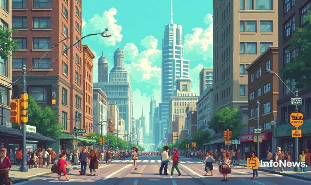 pixelated cityscape 8bit optimism