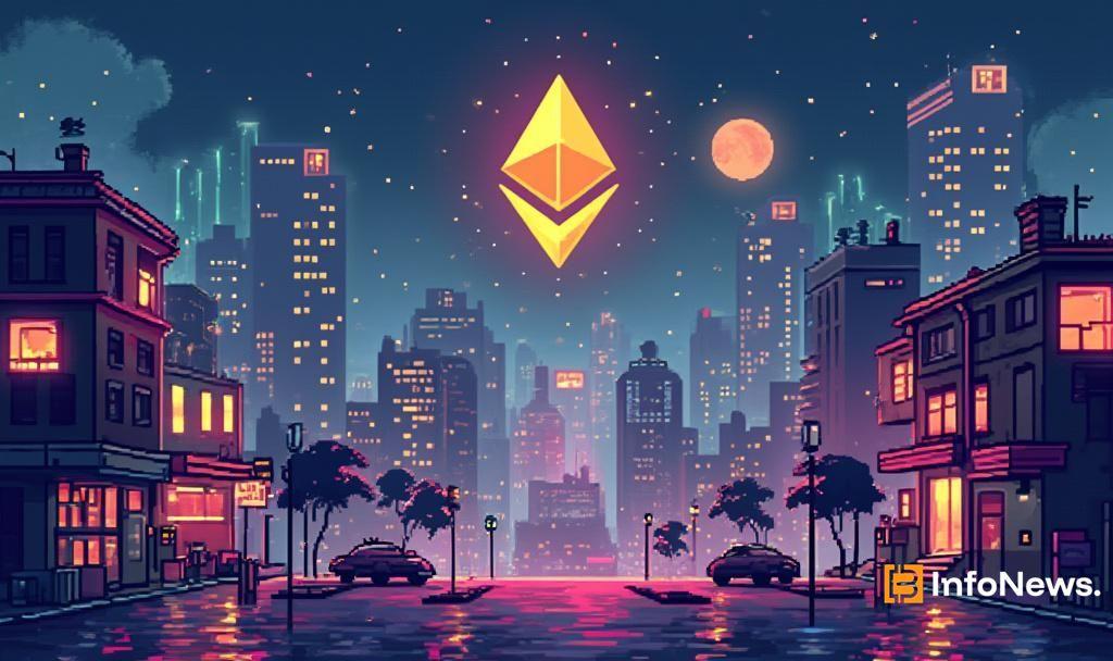 pixelated cityscape ethereum solana