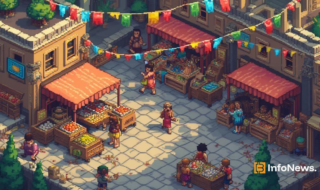 pixelated marketplace 8bit scene