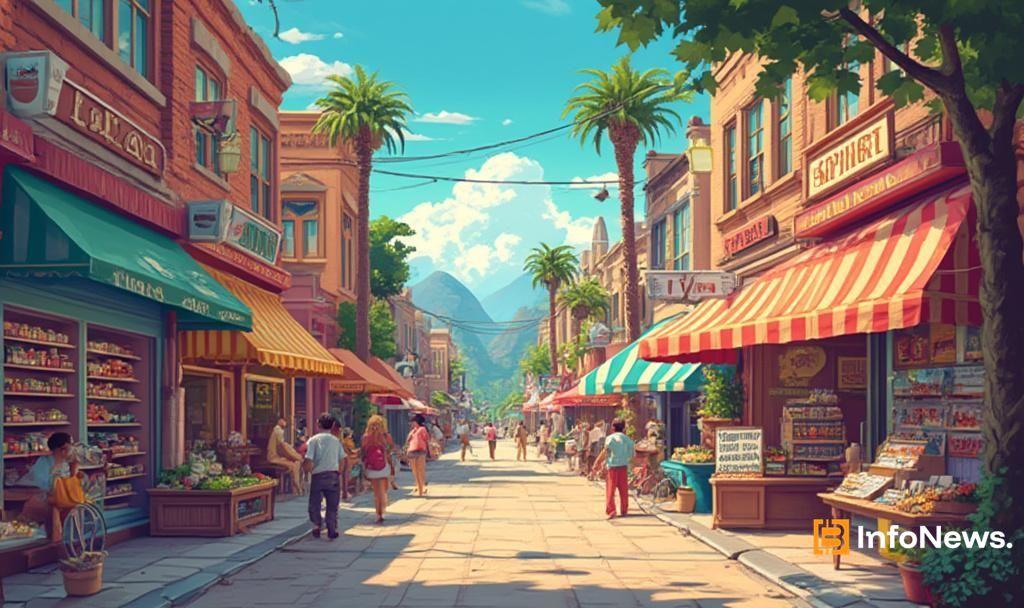 solana themed pixelated marketplace