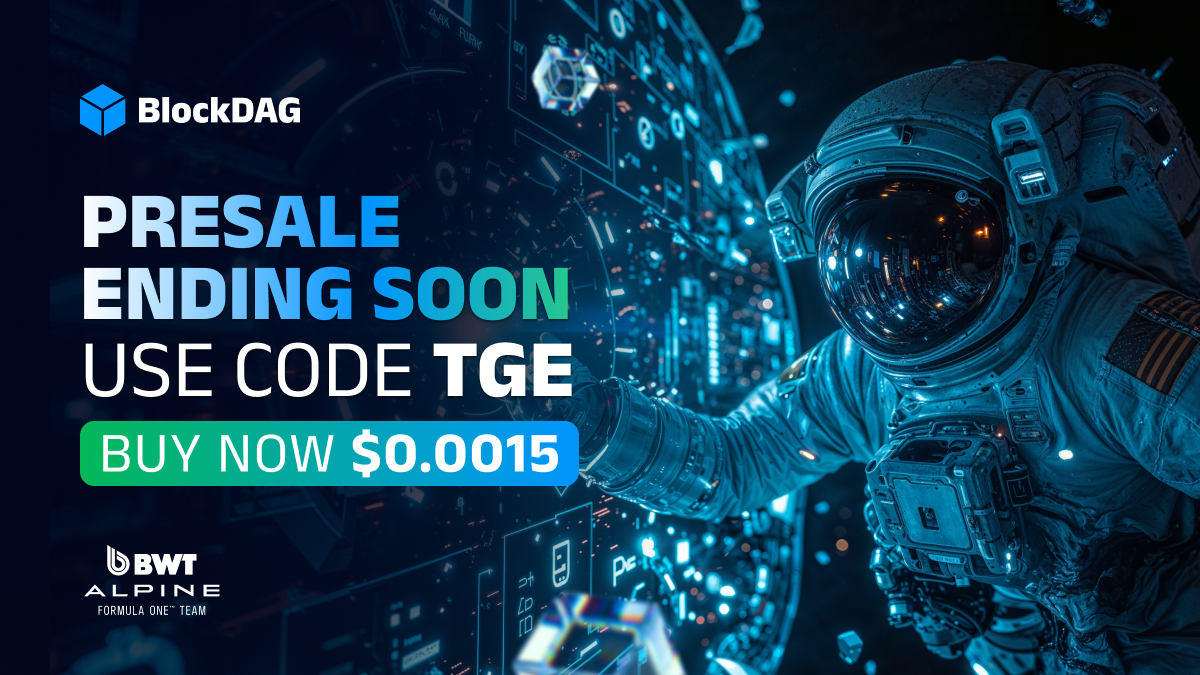 Ethereum Under Pressure, SEI on Fire; BlockDAG’s Keynote 4 Becomes the $0.0015 Moment to Watch 1 Astronaut promoting a cryptocurrency presale event for BlockDAG