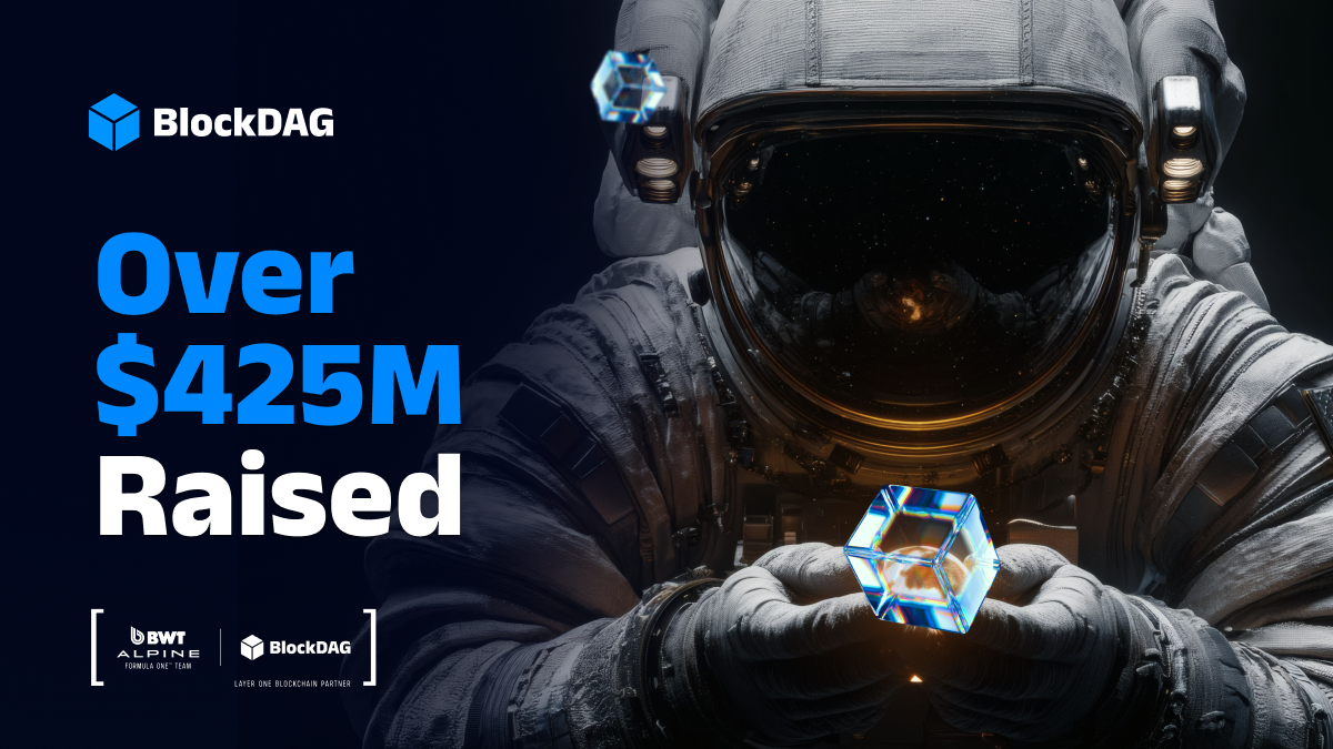 Astronaut promoting a cryptocurrency presale event for BlockDAG
